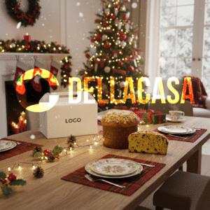 Panettone Classico Mandorlato (senza lattosio) in cellophane neutro 750gr + Astuccio con maniglia personalizzabile al 100% in quadricromia su tutti i lati